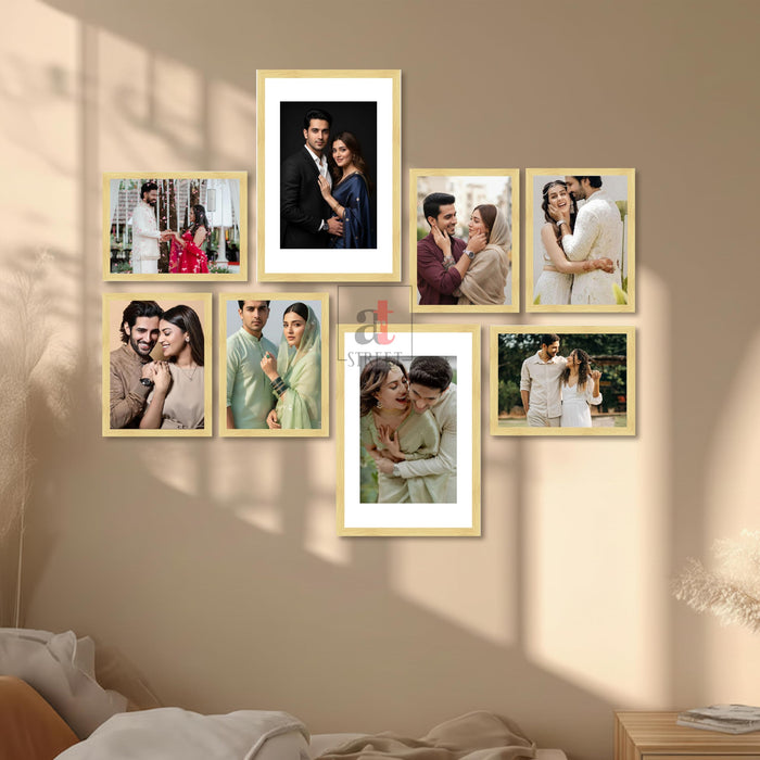 Art Street Photo Frame Set of 8 Beige Wall Decor Collage Display Hanging Family Picture Frames Gallery Collection Decor Items Wall Mount Frames Birthday Anniversary Gift, 8x12 and 12x16 In