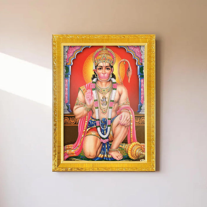 Divine Sri Radha and Krishna Purple Religious Golden Photo Frame Stand able and Wall Hanging (15x20 cm)