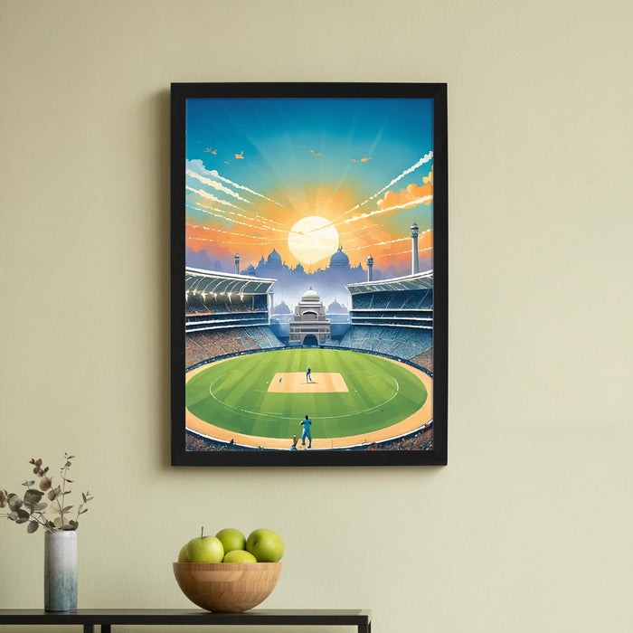 Art Street Framed Wall Hanging Art Print of Cricket Stadium Sports Poster For Home Decor, Living Room, Hotel and Office Decor,(12.7X17.5 Inch)