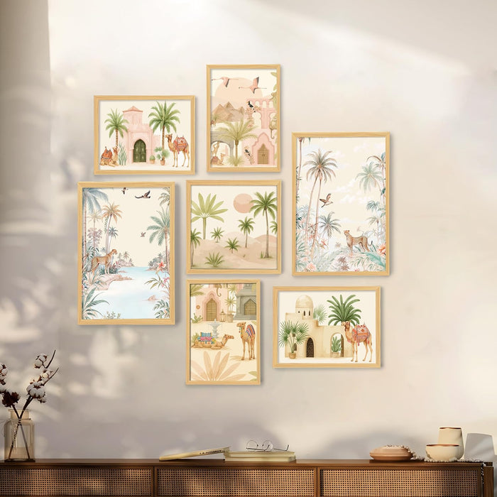 Animals Botanicals traditional Indian Art Wall Art Print Paintings, Set of 7 | Digital Framed Painting | 30x42, 21x30, 30x30 cm