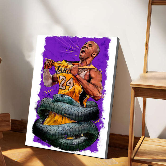 Legendary Basketball Tribute Stretched Canvas Painting Print| Victory & Strength Themed Sports Wall Art | Modern Pop Art Canvas for Home & Office Décor, 41x56 cm