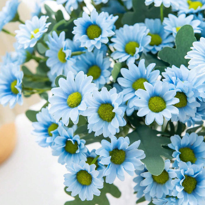Art Street Artificial Blue Flowers Bunch |Daisy Flowers for Home | Living Room, Valentine Day Décor |Christmas Day, New Year Gift, 7 Head 21 Flowers| Pack of 2|Size 13 INCH, (Without Vase)