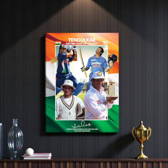 Sachin Tendulkar Wall Art Canvas Painting, Iconic Cricket Legend Wall Decor Poster for Living Room, Bedroom & Office, 16 x 22 Inch
