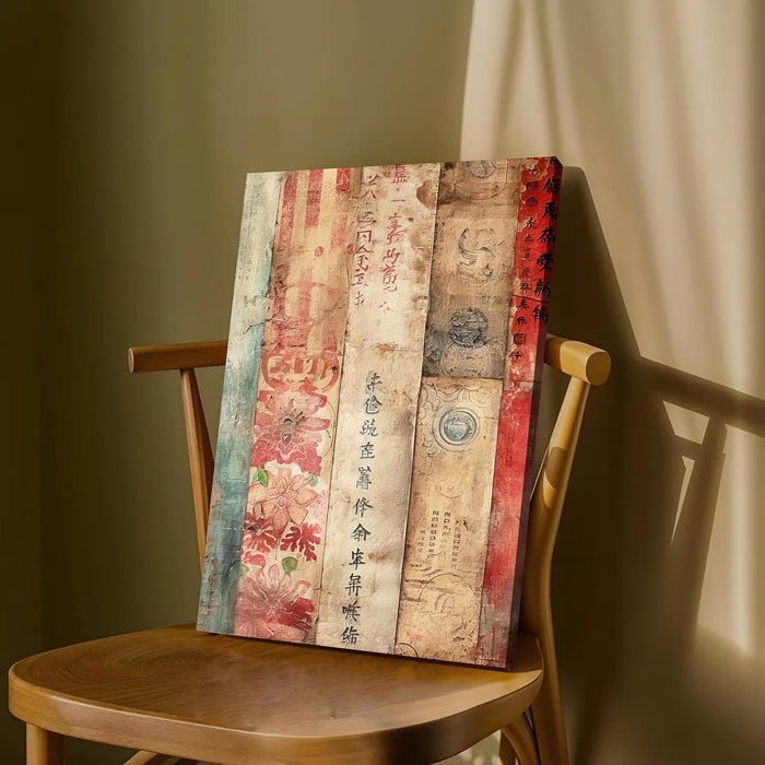 Abstract Artwork of a Leaf as Tree in Orange, Brown, and Beige | Digital Painting On Canvas Stretched on Wood (16x22 Inch)