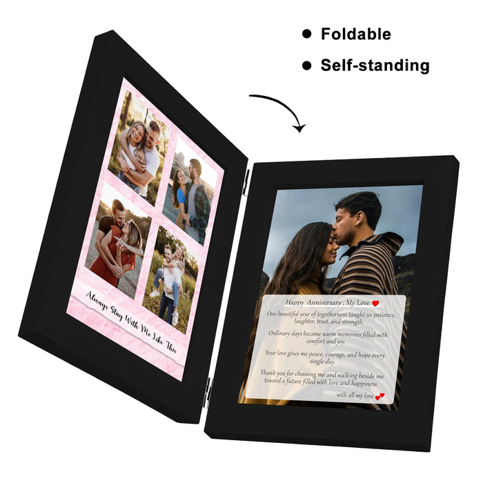 Art Street Customized Folding Table Stand Photo Frame for Valentine Love Gift, Couples Anniversary, Birthday| Personalized Book Style Frame for Two 5x7 In Photos