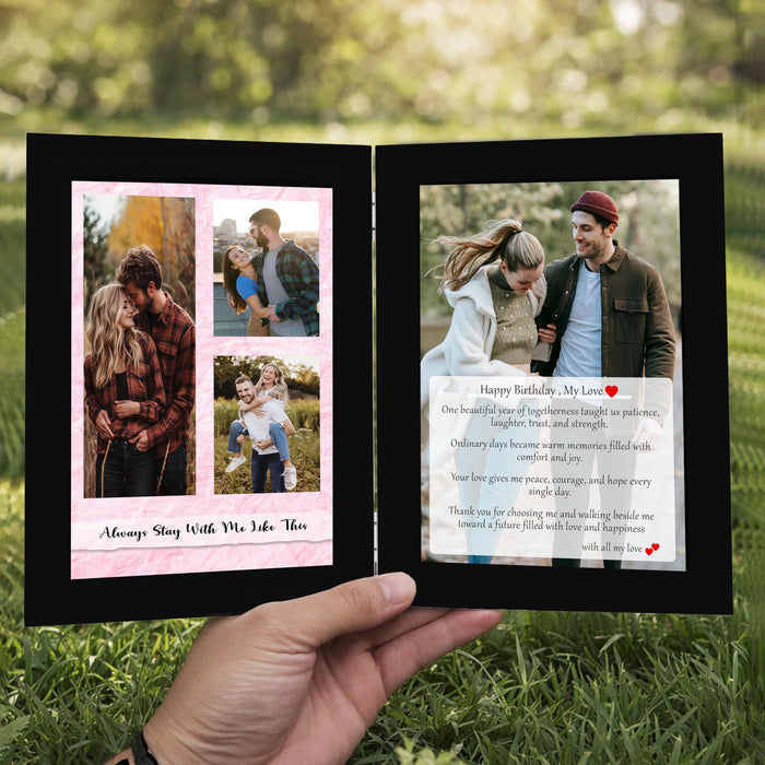 Art Street Customized Folding Table Stand Photo Frame for Valentine Love Gift, Couples Anniversary, Birthday| Personalized Book Style Frame for Two 5x7 In Pictures