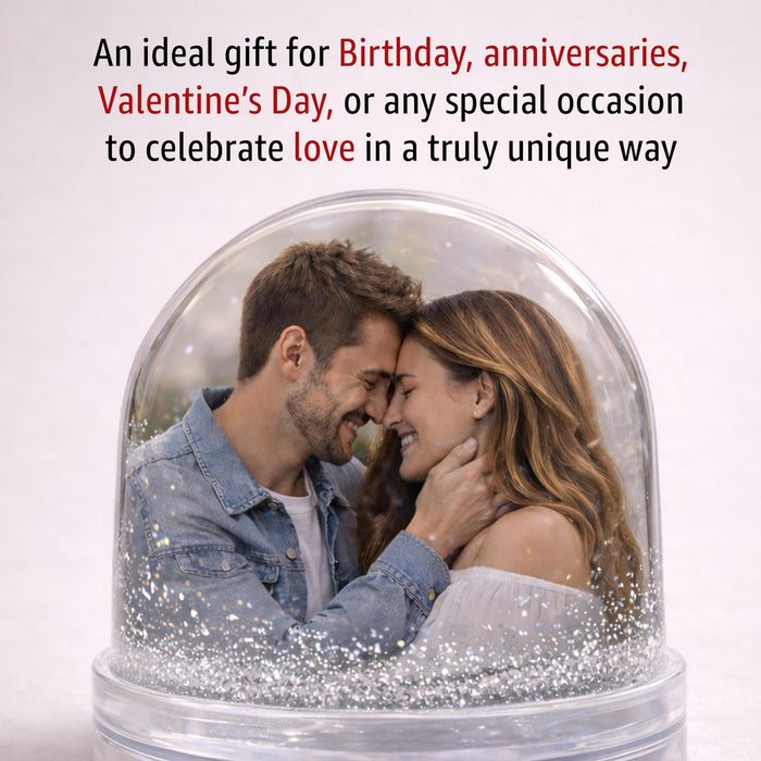 Art Street Customized Silver Glitter Liquid Photo Frame, Desktop Table Frame with Sparkling Glitter Cascade, Acrylic Snow Globe Photo Frames for Valentine's Day Gift, Anniversary, 3.5x3.5 Inch