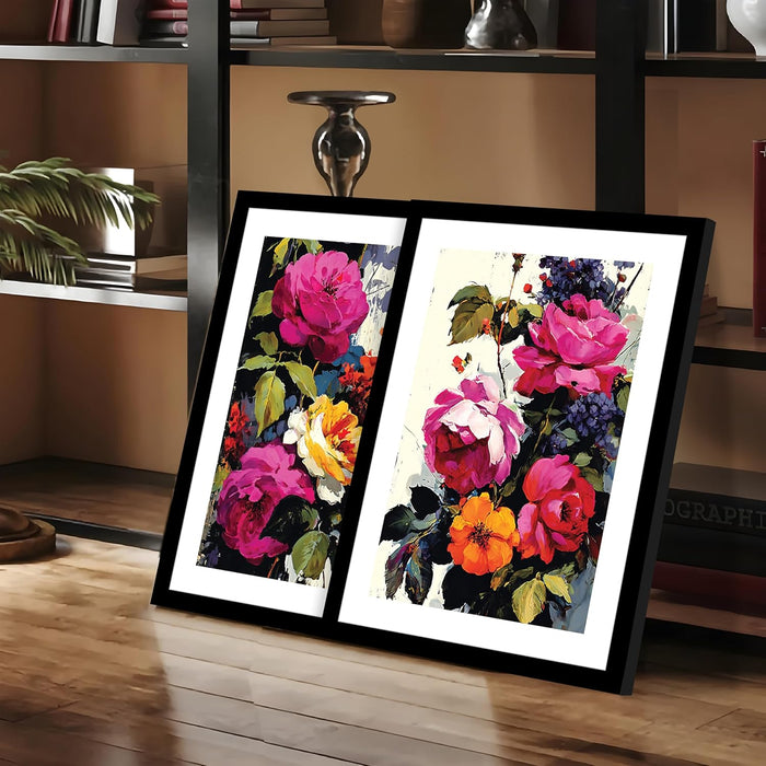 Modern Art Vibrant Flower Pop Art, Set of 2 (Pink, 13x18 Inch), Wall Paintings