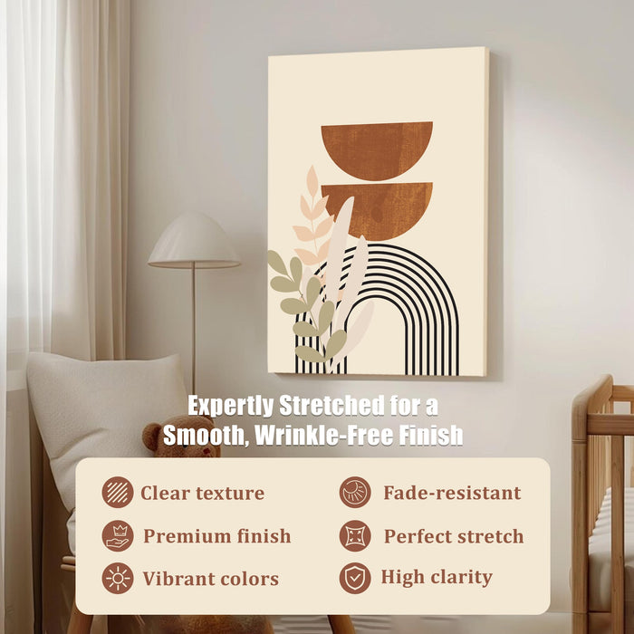 Abstract Rainbow face Stretched Canvas Wall Art Modern Boho Illustration Painting for Home & Office Wall Decor, (16x22 Inch)