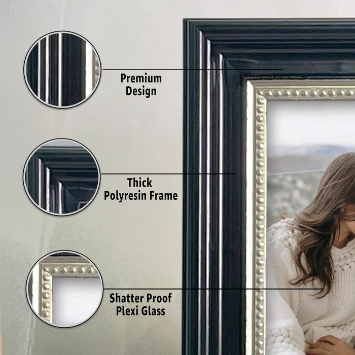 Photo Frame for Table, Plexi Glass, Engineered Wood Photo Frame (Black)