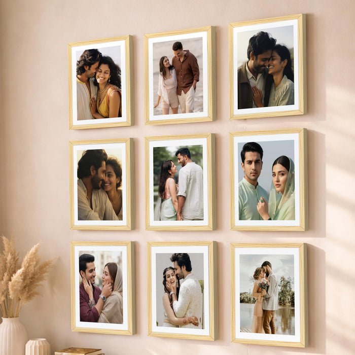 Art Street Premium Photo Frame for living room, Classic Aesthetic Design Photo Frames for Photograph, Art Work, Kids Room Set of 9 (6x8 Inch, Beige)