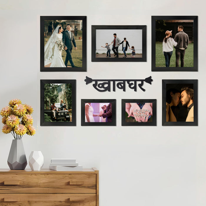 Wall Photo Frame for Home Décor (Set of 6), with Hindi Quotes Photo Frame (3 pcs- 8x10 Inches, 3 pcs-6x8 Inches)