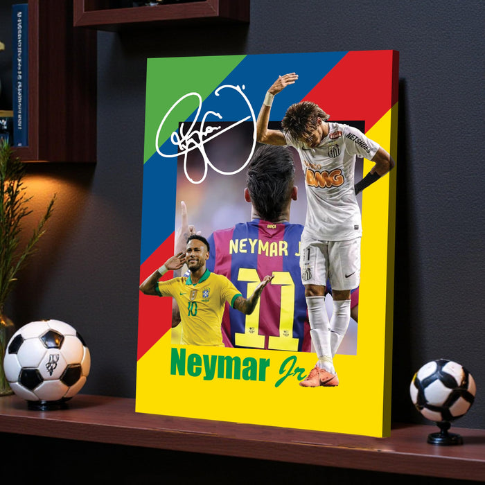 Neymar Jr Wall Art Canvas Painting Poster, Brazilian Football Star Sports Wall Decor for Living Room, Bedroom, Office & Football Lovers, and Home & Office Decor, 16 x 22 Inch