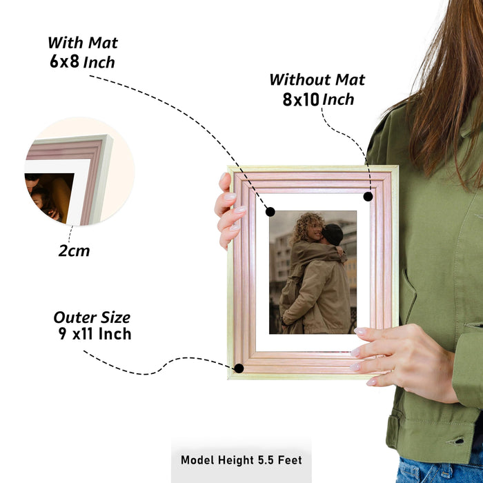 Art Street Luxury Photo Frame for living room, Modern Step Design Photo Frames for Photograph, Art Work, Kids Room Set of 9 (8x10 Inch, Pink)
