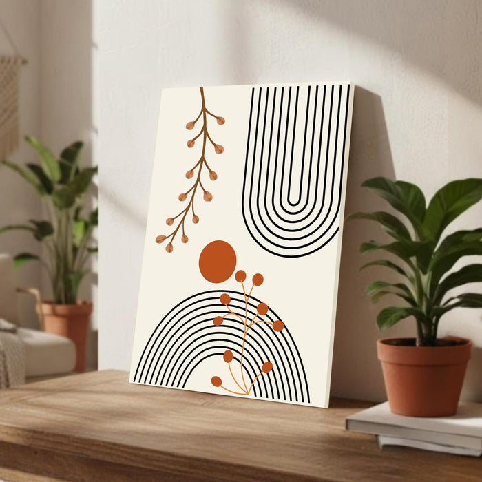 Abstract Rainbow Leaf Stretched Canvas Wall Art Modern Boho Illustration Painting for Home & Office Wall Decor, (16x22 Inch)