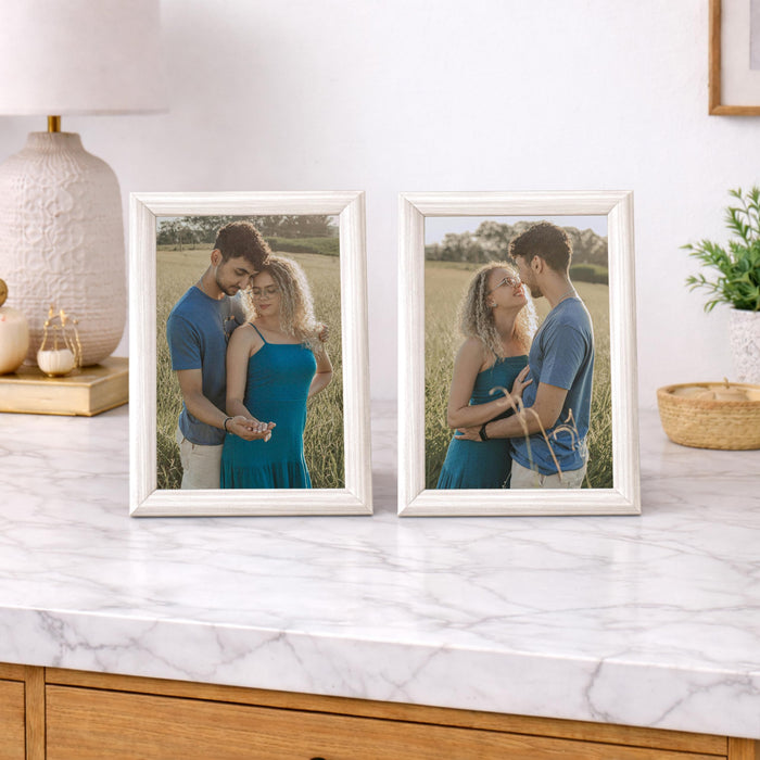 Art Street Picture Table Photo Frame Set of 2 for Bedroom, Tabletop Frames with Stand, Modern Farmhouse Photo Frames for Couples, Weddings, Home Decor, Portrait or Landscape Display (Beige, 4x6 Inch)