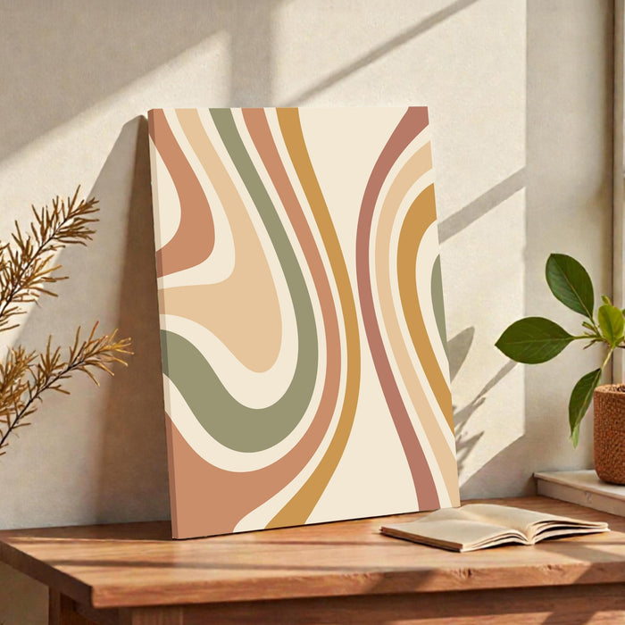 Abstract Rainbow Stretched Canvas Wall Art Modern Boho Illustration Painting for Home & Office Wall Decor, (16x22 Inch)