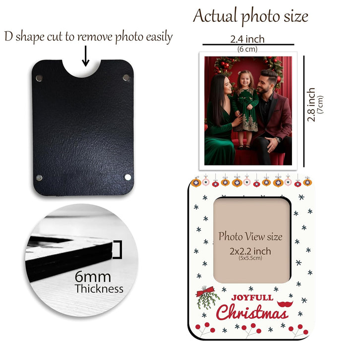 Magnetic MDF Fridge Photo Frame White Joyfull Christmas Magnetic Photo Frame for Refrigerator 8x10 cm