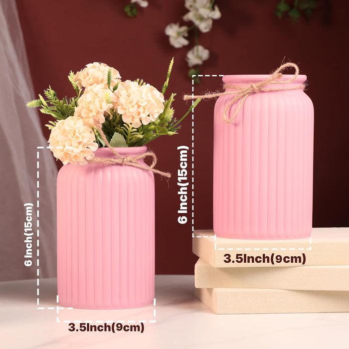 Beautiful Flower Vases PVC Pot for Plants Stand Elegant Ribbed Texture White Vase Made of Durable Plastic PVC Height - 15 cm