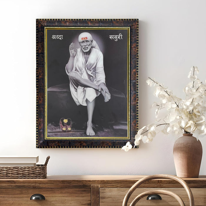 Framed 5D/3D Wall Art Print Poster Religious Painting for Home Décor, Mandir, Living Room & Office Decoration (14.3x18.2 Inch)