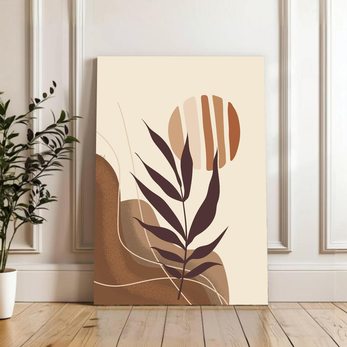 Abstract Desert Nature Sun Stretched Canvas Wall Art Modern Boho Illustration Painting for Home & Office Wall Decor, (16x22 Inch)