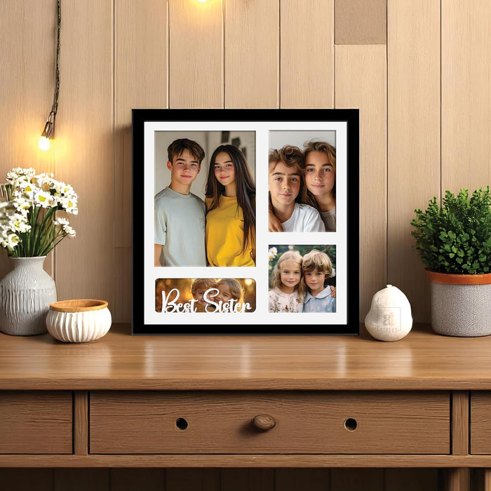 Photo Frame Collage 15x20, 10x15, 13x13 cm Photos Display 4 Oppenings Wall Mounting Home Décor Photo-Frame Suits (34x34 cm)