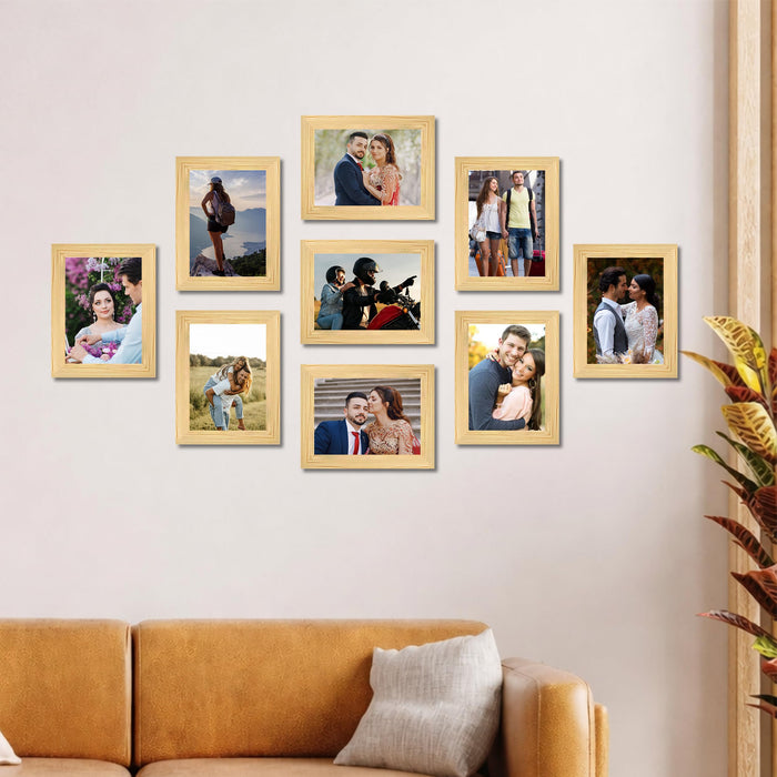 Art Street Family Photo Frame Set of 9 for Wall Decor, Wooden Finish Collage Picture Frames for Living Room, Bedroom & Home Decoration, Multi-Size Wall Hanging Gallery Frame Set, (Size, 6x8 Inch)