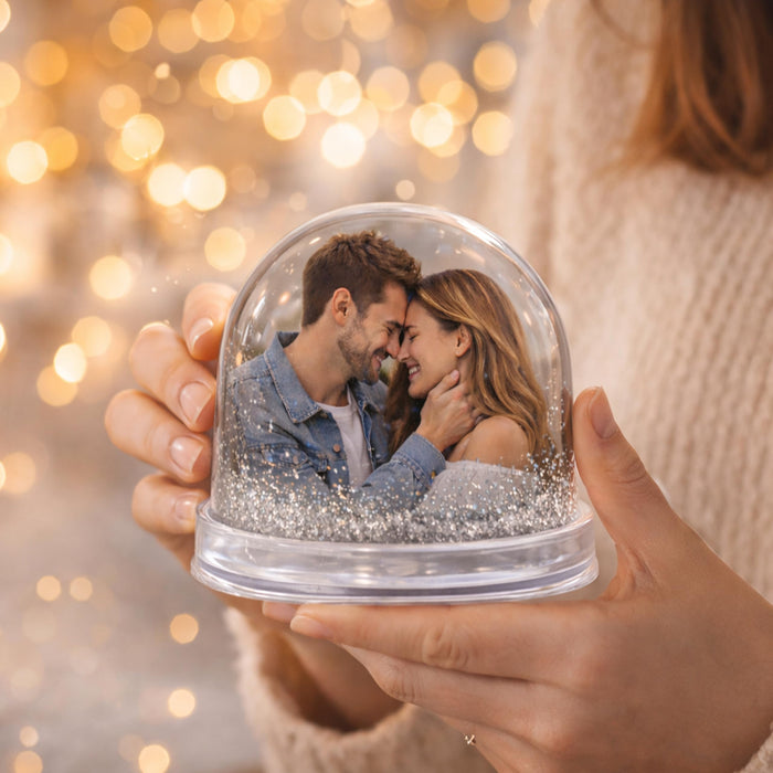 Art Street Silver Glitter Liquid Photo Frame, Desktop Table Frame with Sparkling Glitter Cascade, Acrylic Snow Globe Photo Frames for Valentine's Day Gift, Anniversary, Unique Gift, 3.5x3.5 Inch