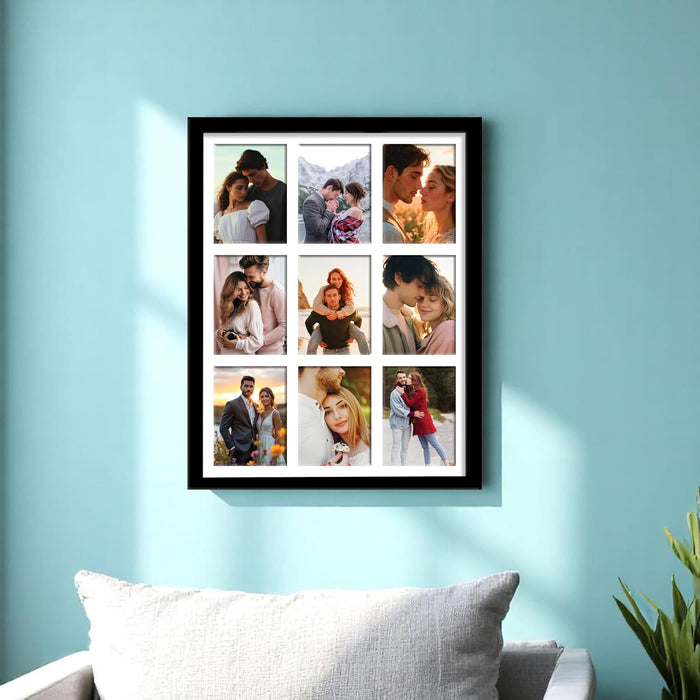 Photo Frame Collage 8x10 cm Photos Display 9 Openings Wall Mounting Home Décor Multi Opening White Photo-Frame (31x39 cm)