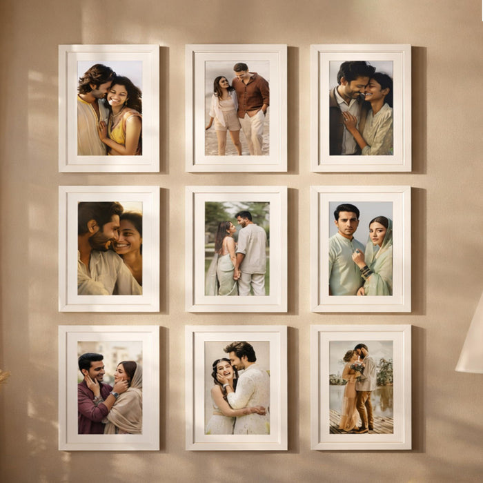 Art Street Premium Photo Frame for living room, Classic Aesthetic Design Photo Frames for Photograph, Art Work, Kids Room Set of 9 (11x14 Inch, White)