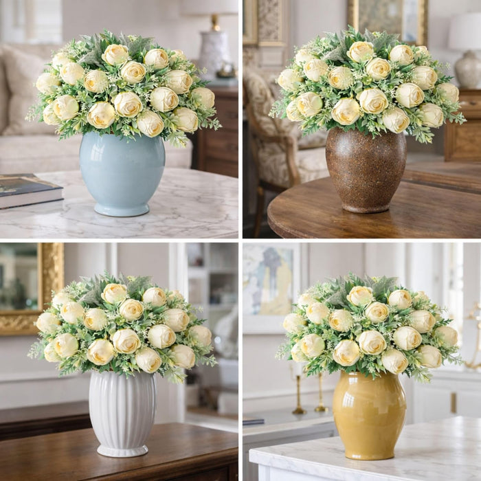 Art Street Artificial White Rose Flowers Bunch