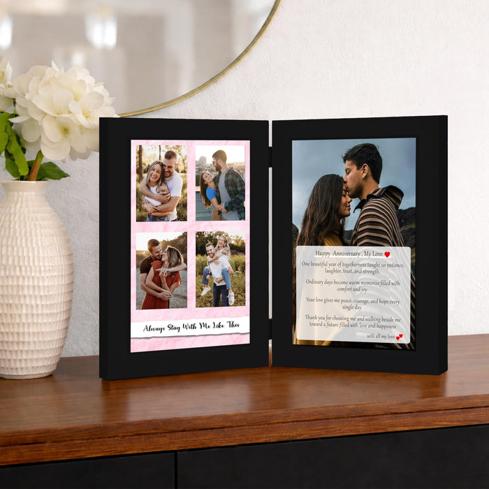 Art Street Customized Folding Table Stand Photo Frame for Valentine Love Gift, Couples Anniversary, Birthday| Personalized Book Style Frame for Two 5x7 In Photos