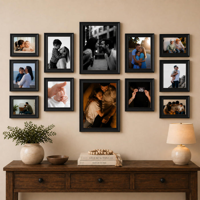 Art Street Wooden Collage Photo Frame Set of 10 for Wall Decor | Multi Size Family Picture Frames Gallery Wall Set | Wooden Photo Frames for Living Room, Bedroom, Hallway & Home Decoration (Black)