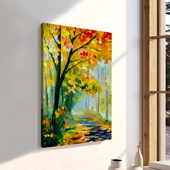 Beautiful Autumn Floral Theme Stretched Canvas Painting Art Print | Digital Print On Stretched-Canvas (30x41 CM)