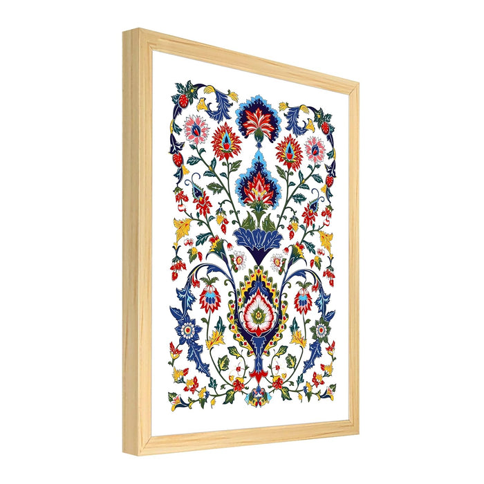 Turkish Floral Art Print, Wall Decorative Art Prints Framed Painting (17x23 Inch)