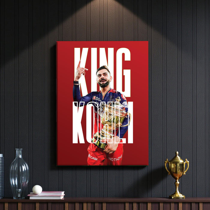 Virat Kohli Stretch Canvas Painting Wall Art Poster, King Kohli 18, Indian Cricket Team Fan Gift, for Bedroom, Living Room, Office, Home Decor, Virat Kohli Canvas Poster 16 x 22 Inch