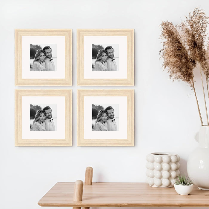 Art Street Set of 4 Individual Couple Photo Frame/Wall Hanging for Home Décor - (White, Size 8x8 Inch)