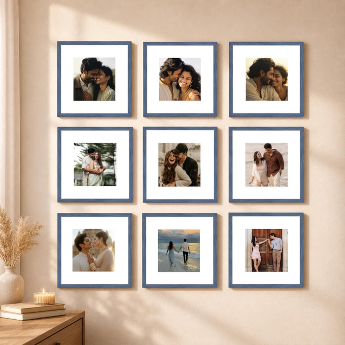Wooden Cave Design Photo Frame Set of 9 | Black Picture Frames for Photos, Artwork & Certificates | Wall Décor for Living Room & Home (11x14 Inch)