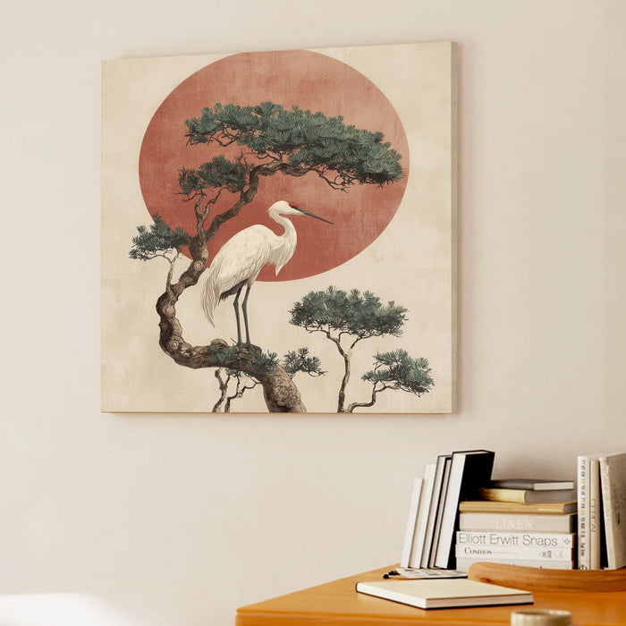 Japanese Minimalism Stretched Canvas Painting For Living Room | Vastu Zen Nature Wall Art Large Canvas Painting For Livingroom Home Decor, Bedroom, Hallway's, Office, Hotel - 86x86 cm