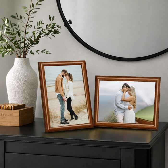 Art Street Picture Table Photo Frame Set of 2 for Bedroom, Tabletop Frames with Stand, Modern Farmhouse Photo Frames for Couples, Weddings, Home Decor, Portrait or Landscape Display (Brown,5x7 Inch)