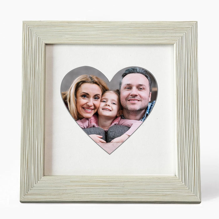Art Street Engineered Wood Elegant Designed White Individual Photo Frame With Heart Shape Mat, Wall Mount Home Decor (5x5 Matted To 3x3 Inch)