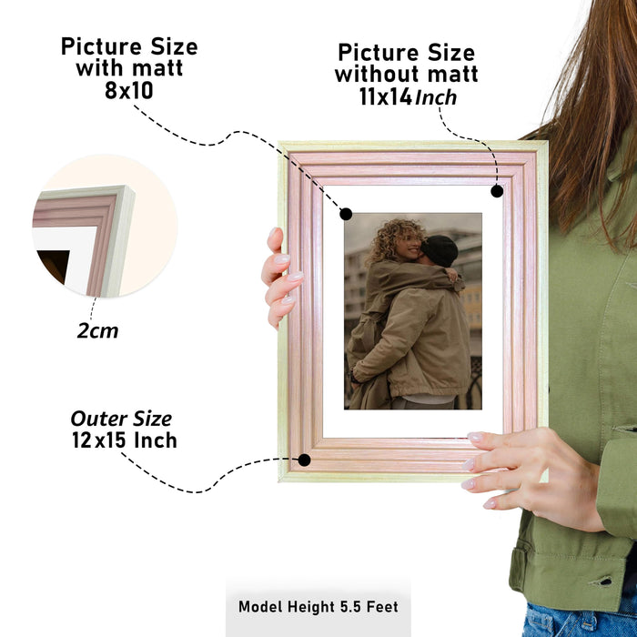 Art Street Luxury Photo Frame for living room, Modern Step Design Photo Frames for Photograph, Art Work, Kids Room Set of 9 (11x14 Inch, Pink)