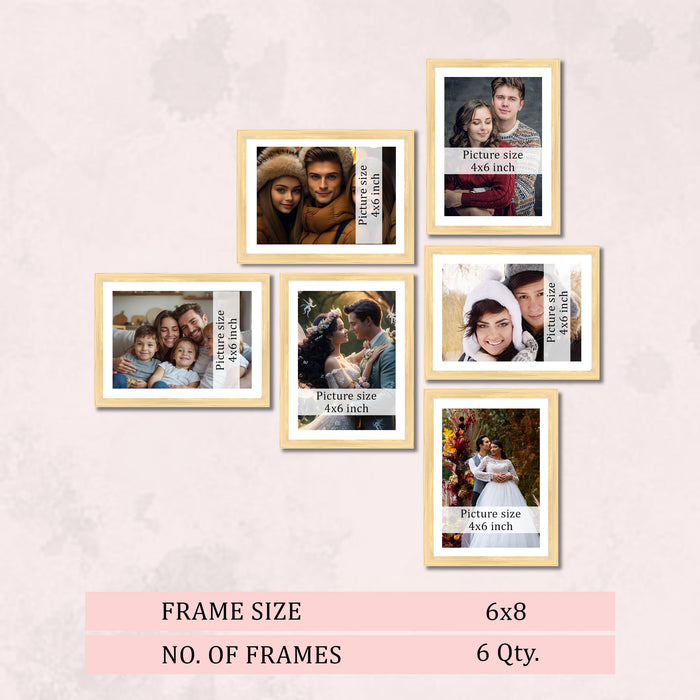 Art Street Family Photo Frame Set of 6 for Wall Decor, Wooden Finish Collage Picture Frames for Living Room, Bedroom & Home Decoration, Multi-Size Wall Hanging Gallery Frame Set, (Size, 4x6 Inch)