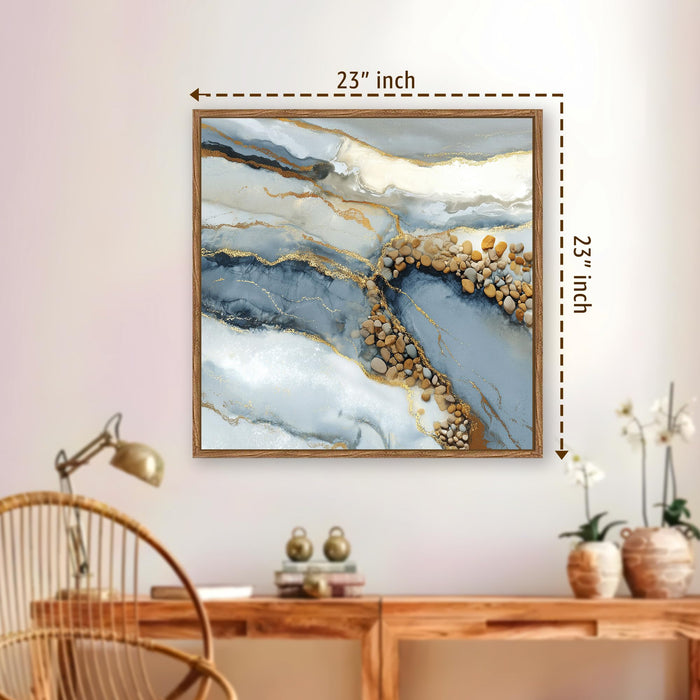 Abstract Geode Framed Painting For Living Room | Luxury Crystal Stone Large Canvas Painting With Frame Wall Art For Bedroom, Hallway's, Office, Hotel, Size 58x58 cm