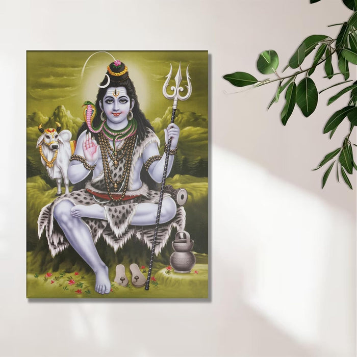 Spiritual Stretched Canvas Pooja room Temple Wall Art Print Painting on Stretched-Canvas (30x41 CM)
