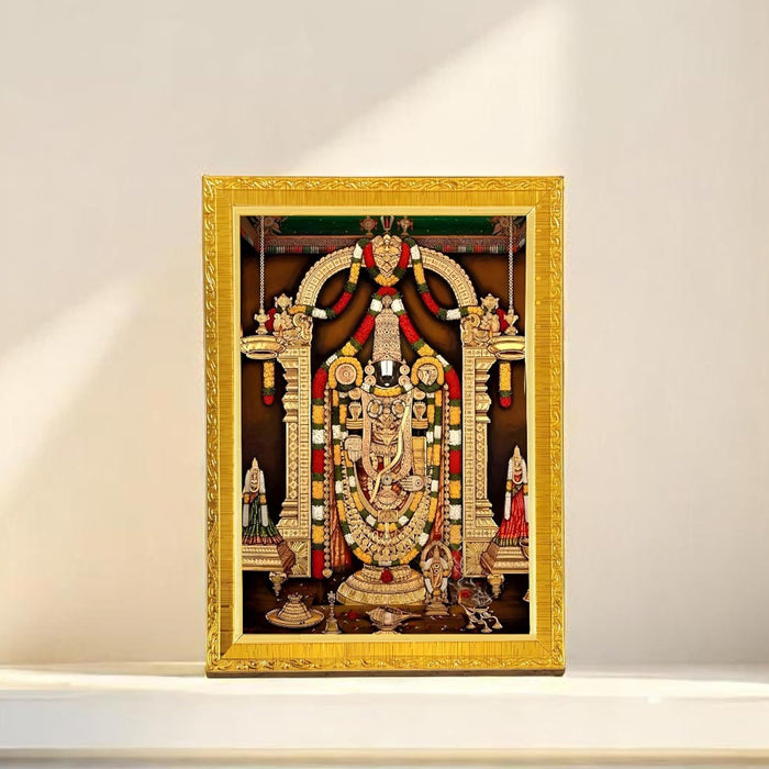 Tirupati Balaji Lakshmi Venkateshwara Swamy Photo Frame for Mandir, Pooja Room | Divine Hindu Deity Wall Art (10x13 Inch)