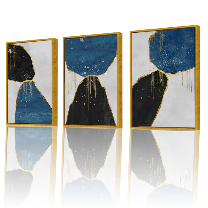 Abstract Marble Curves Geometric Canvas Painting For Home Décor (17x23 Inch, Set Of 3)