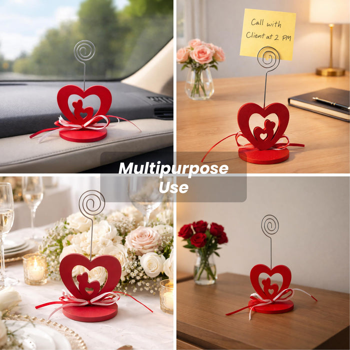 Romantic Heart Photo Clip Stand | Love Memo Holder with Metal Wire Clip | Valentine, Anniversary & Couple Gift Decoration for Table, Desk & Room Décor