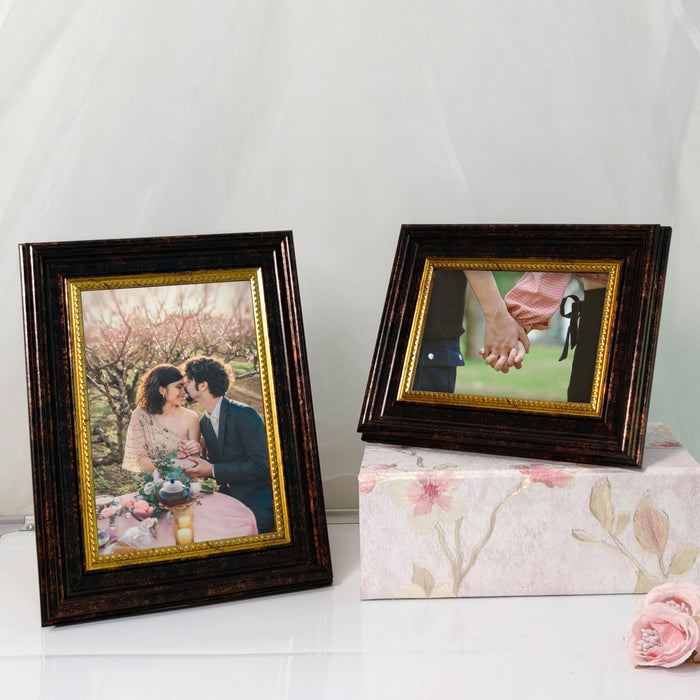 Photo Frame for Table, Plexi Glass, Engineered Wood Photo Frame (Gold)