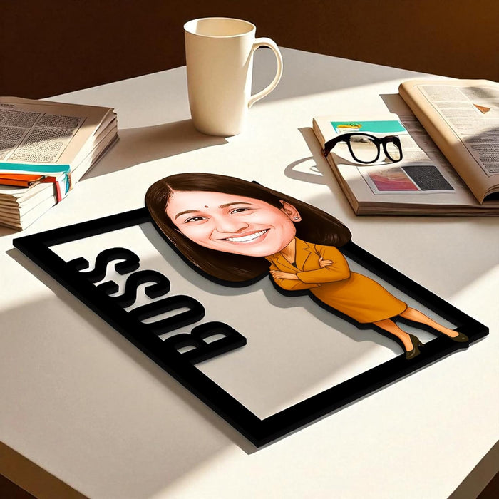Personalized Caricature Gifts for Women Boss, Employee Friends, Brother, BFF, Boyfriend, Father Character Caricature Standee, Photo Frame Unique Design Customized Gift for Friends & Family